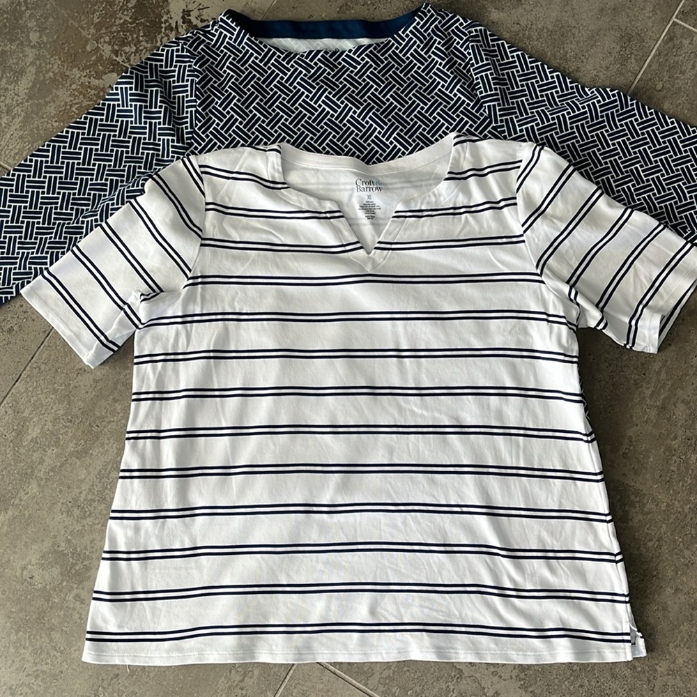 Croft & Barrow Pair (2) Nautical Cotton Knit Shirts. Sz: XL